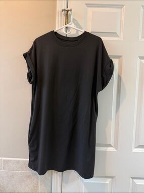 SHEIN Black Oversized T-Shirt Dress